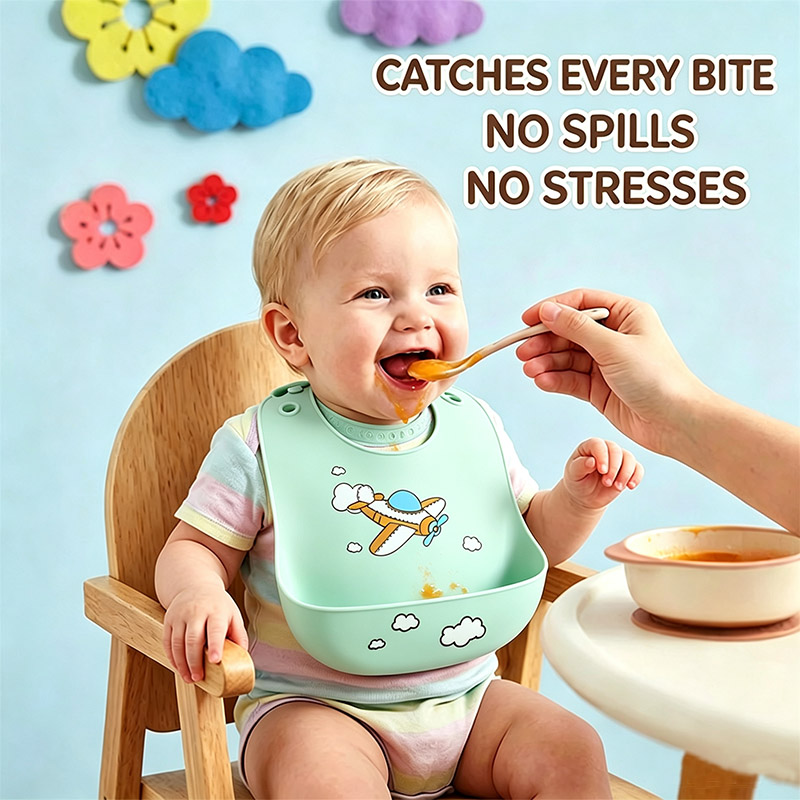Feeding Baby Food - Bib Makan Bayi Silikon Tahan Air,