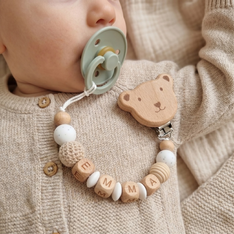Baby Food Teether - Klip Dot Bayi Personalisasi Nama Kustom,
