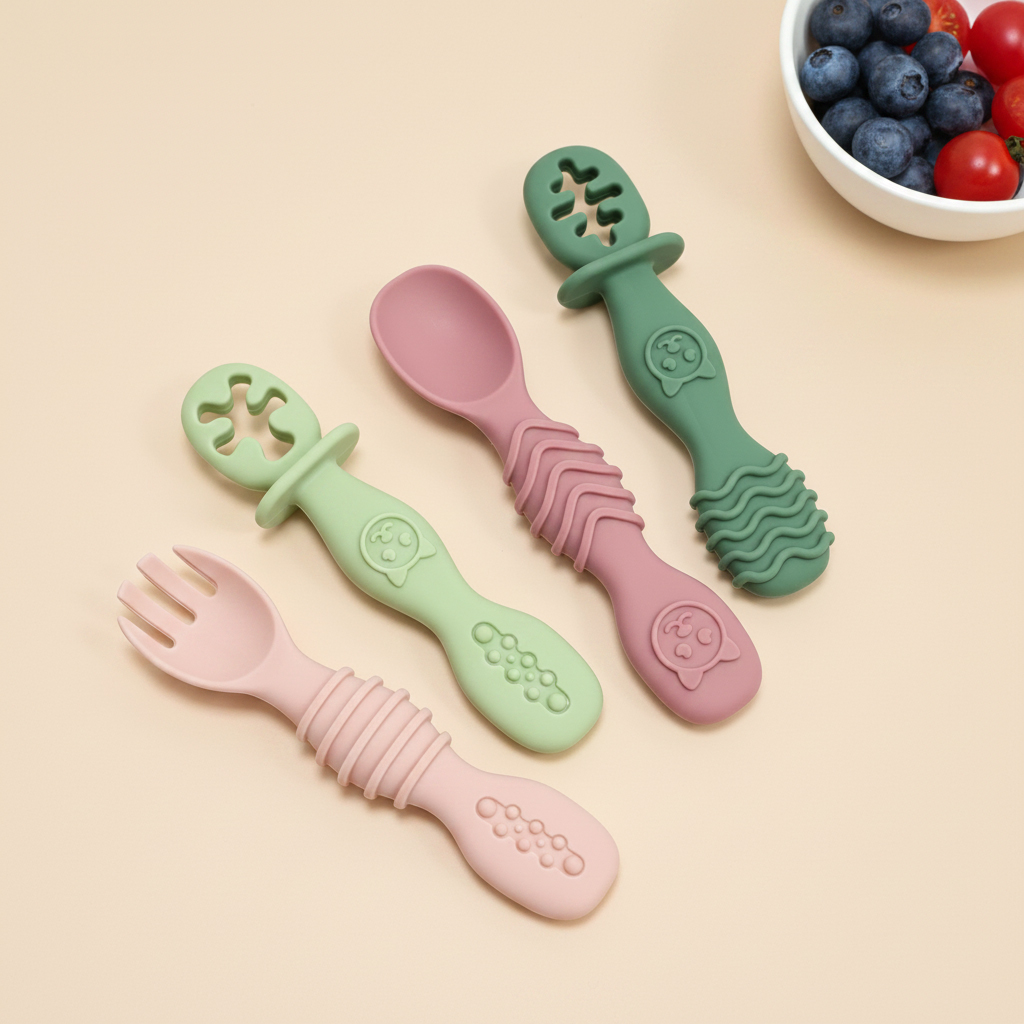 4 buah Set Sendok Silikon Anek - Baby Food Newborn ulasan dan harga