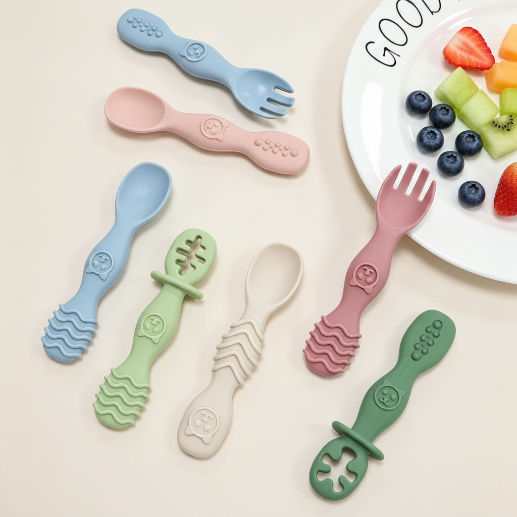 4 buah Set Sendok Silikon Anek - Baby Food Newborn ulasan dan harga