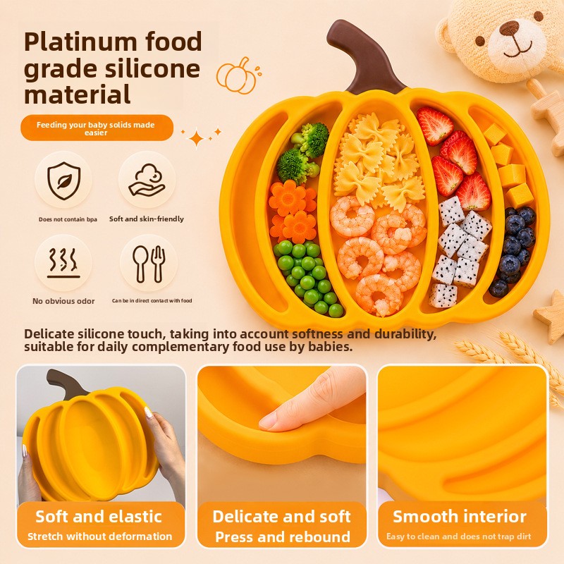 Piring Bayi Silikon Motif Labu - Baby Food Dinner ulasan dan harga
